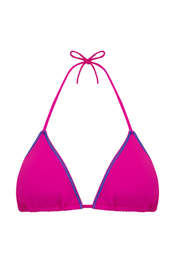Womensecret Top de bikini triangular con cortina rosa fucsia