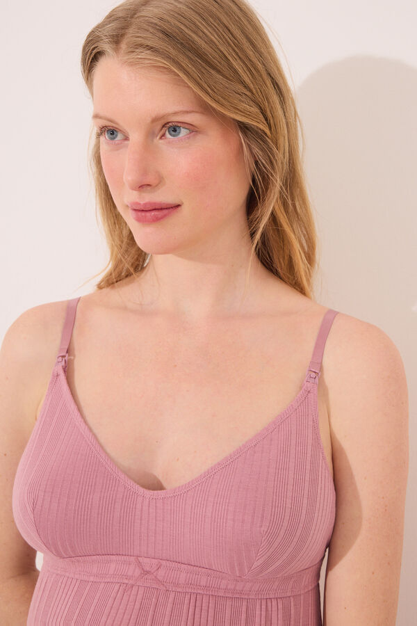Womensecret Camisón corto "premamá" en pointelle rosa rosa