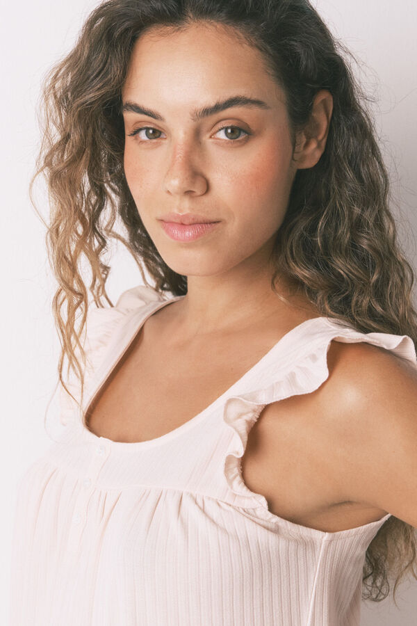 Womensecret Camisón corto de canalé rosa rosa