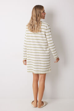 Womensecret Camisón de algodón a rayas Garfield marfil