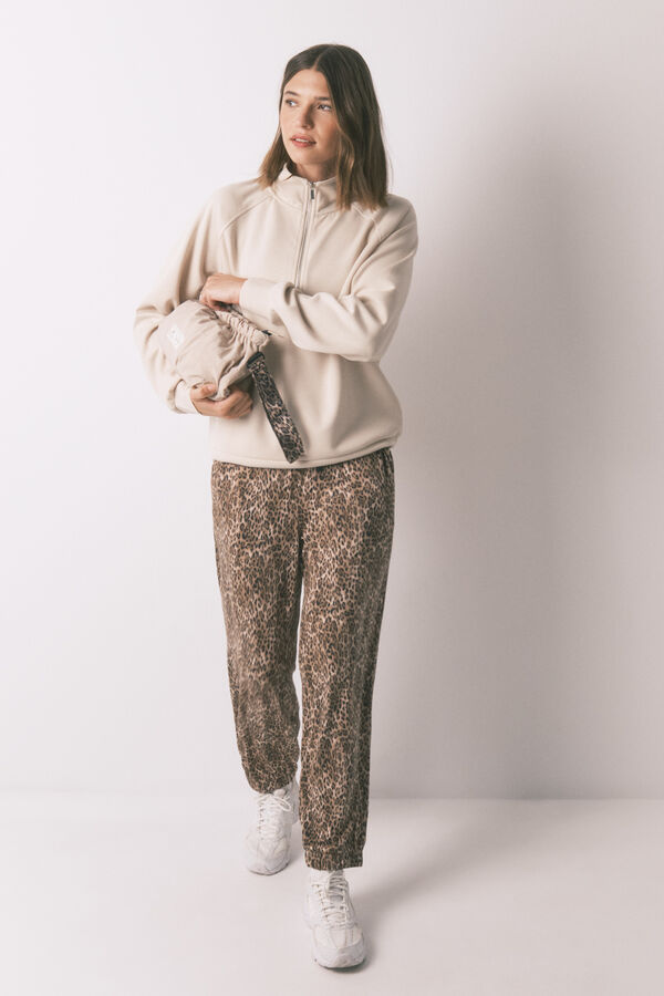 Women'secret Pantalón largo con estampado animal marrón estampado