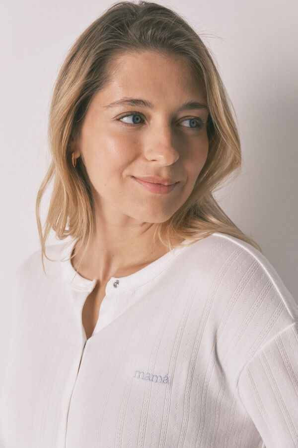 Women'secret Pijama larga "maternity" de tejido azul azul