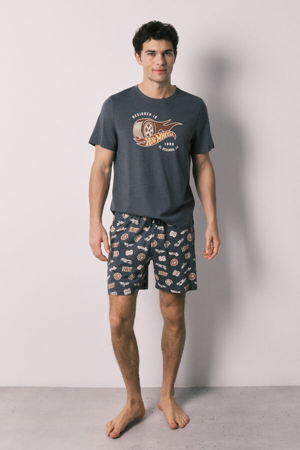 Women'secret Pijama corta de hombre de algod&oacute;n Hotwheels gris