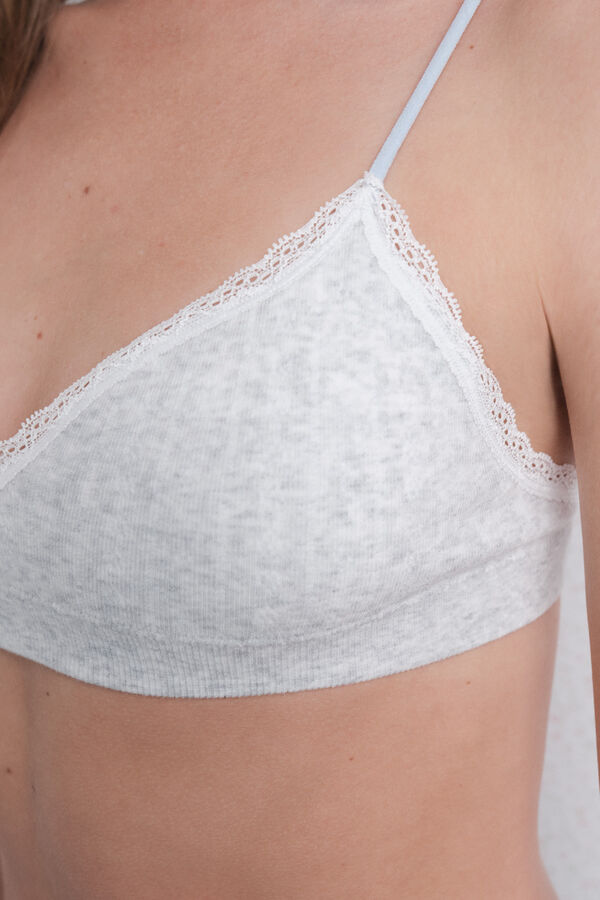 Womensecret Brasier de pointelle gris sin costuras  gris