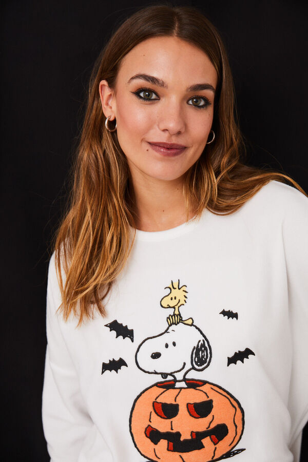 Womensecret Pijama polar Snoopy calabaza marfil