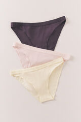 HI&BYE Pack de 3 panties cl&aacute;sicas moradas, rosas y amarillas blanco