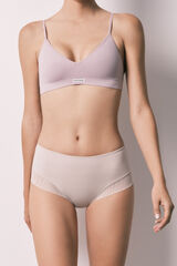Women'secret Panty moldeadora de tiro alto de malla beige caf&eacute;