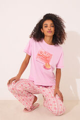 Womensecret Playera manga corta rosa 100% algodón rosa