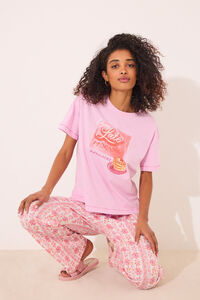 Womensecret Playera manga corta rosa 100% algodón rosa