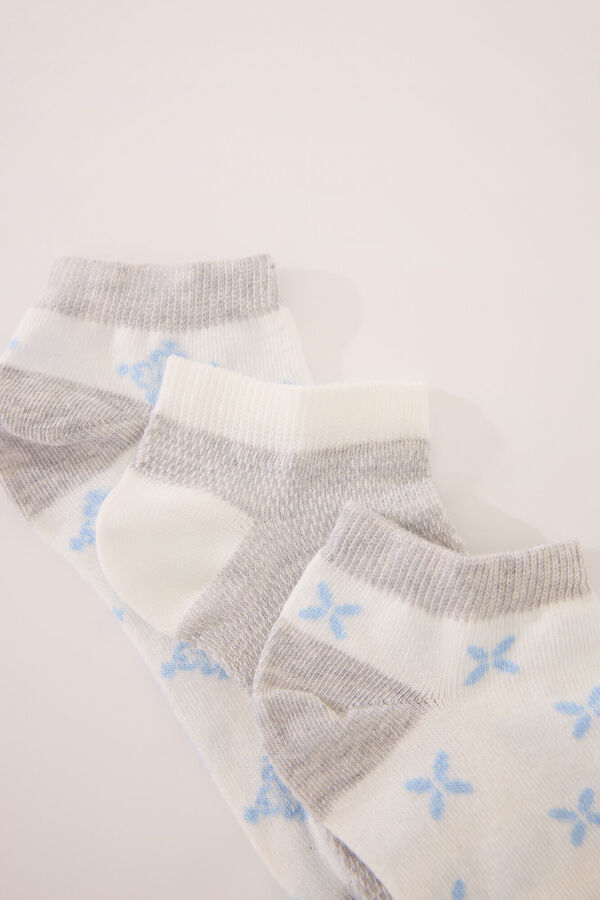 Womensecret Pack de 3 calcetines short con estampado mediterráneo estampado