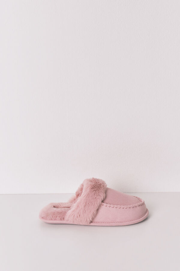 Women'secret Pantuflas para casa de piel sintética de color rosa rosa