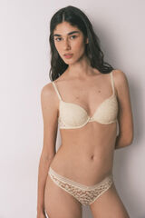 Women'secret Panty cl&aacute;sica cintura en V de encaje beige caf&eacute;