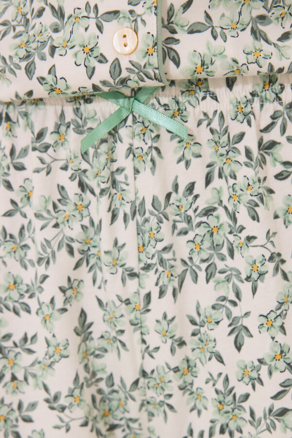 Womensecret Pijama camisera floral 100% algodón blanco
