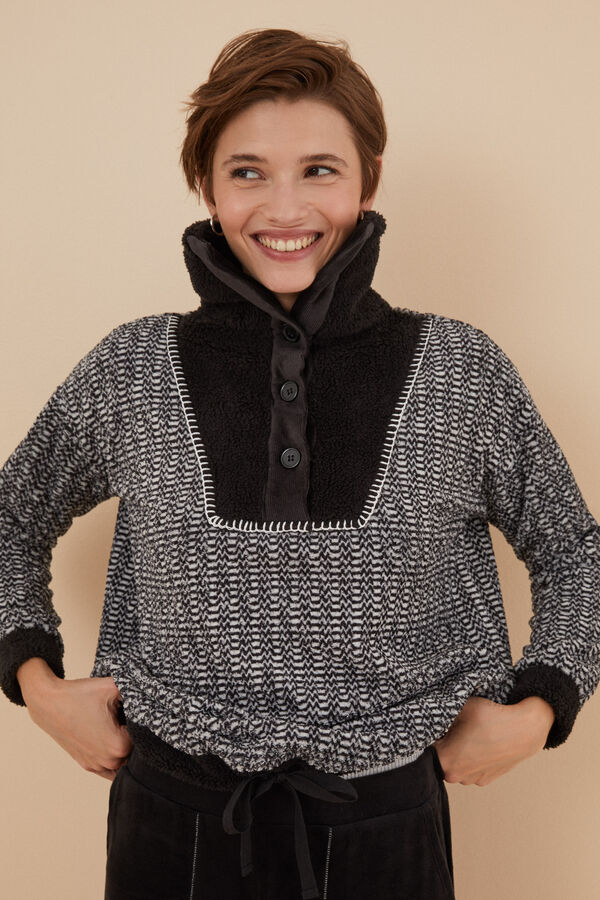 Womensecret Sudadera efecto tricot negro negro