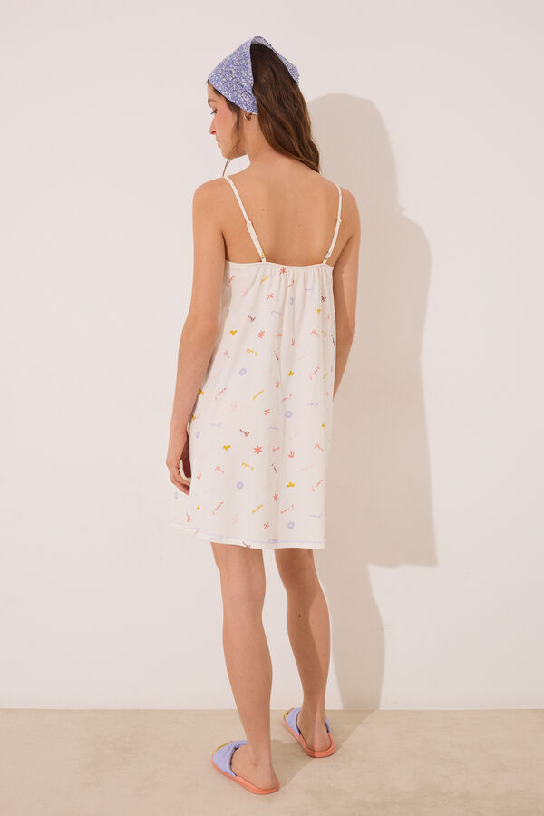 Womensecret Camisón midi 100% algodón con estampado “J´ADORE” blanco