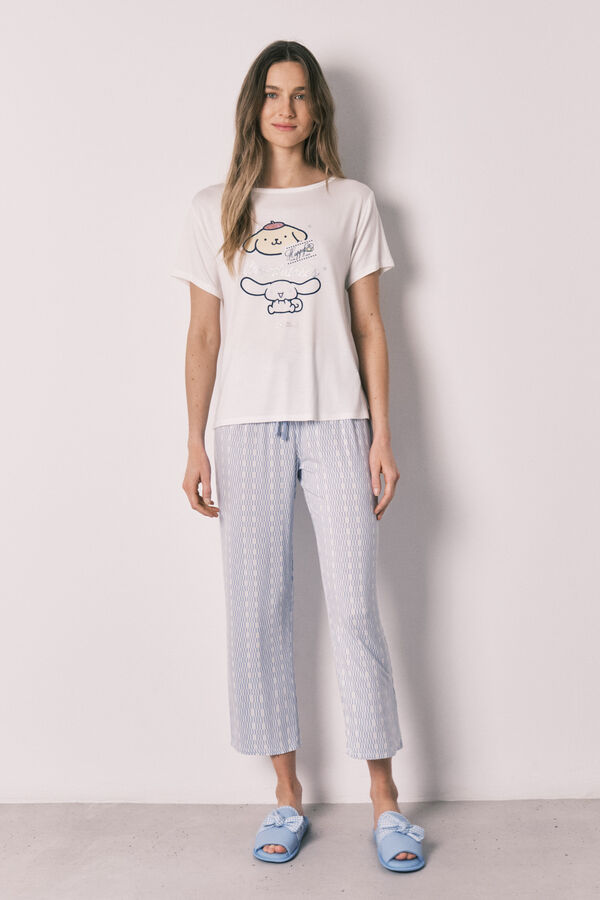 Women'secret Pijama larga Cinnamoroll estampado geom&eacute;trico marfil