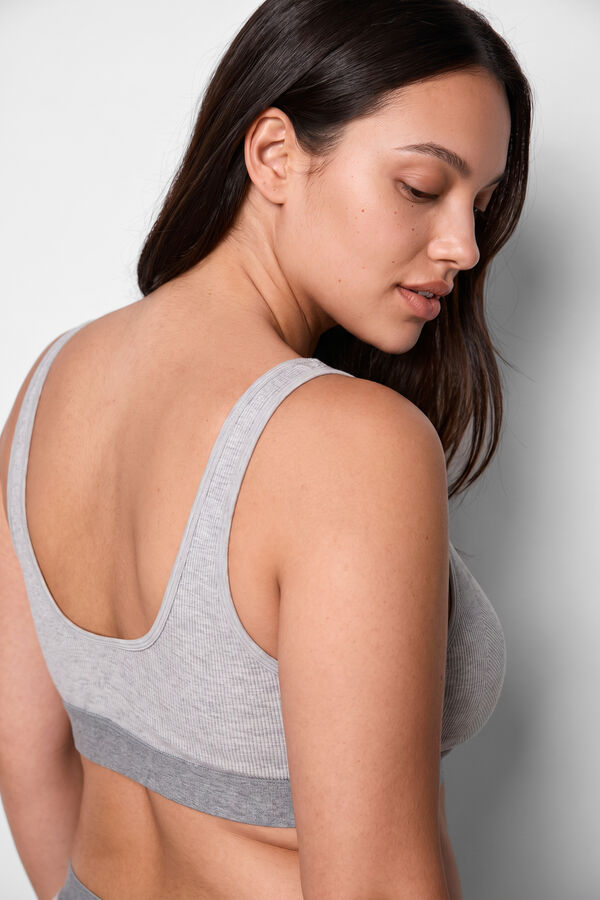 Women'secret Brasier triangular halter acanalado gris gris