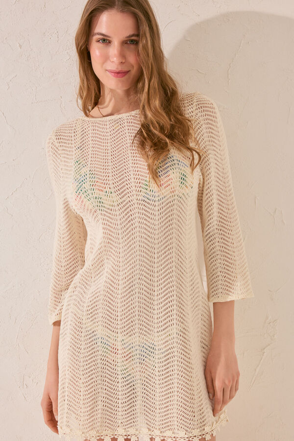 Womensecret Vestido corto short de crochet  marfil