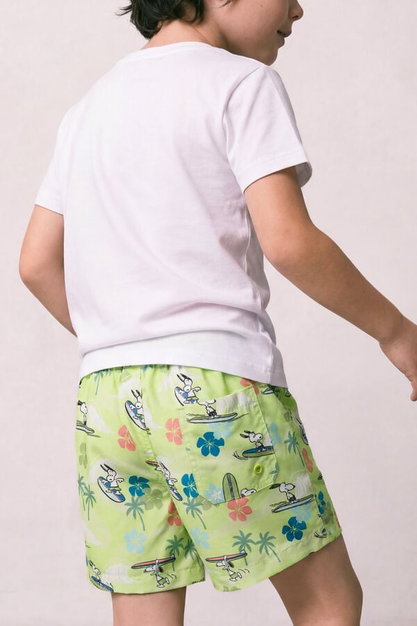 Women'secret Traje de ba&ntilde;o para ni&ntilde;o estampado tropical Snoopy verde