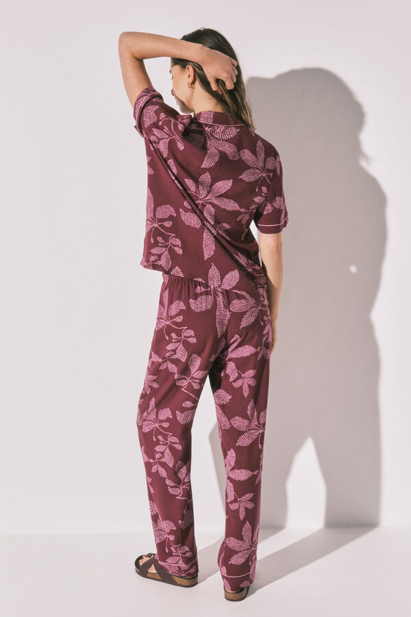 Women'secret Pijama larga camisera de flores p&uacute;rpura