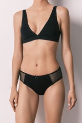 Women'secret Panty ancho de algod&oacute;n y plumet&iacute; negro negro