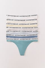 Women'secret Pack de 7 tangas de algodón con logo blanco blanco