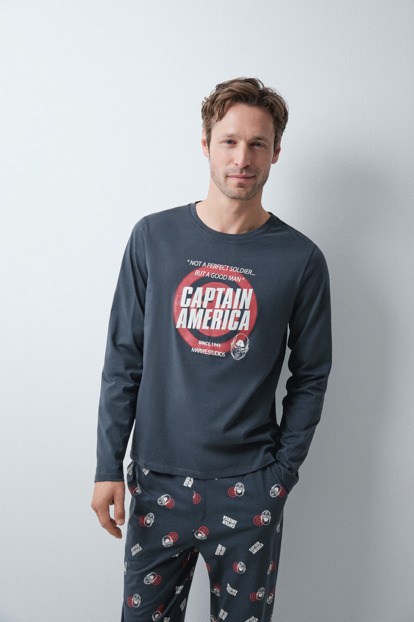 Women'secret Pijama larga de algod&oacute;n Capit&aacute;n Am&eacute;rica