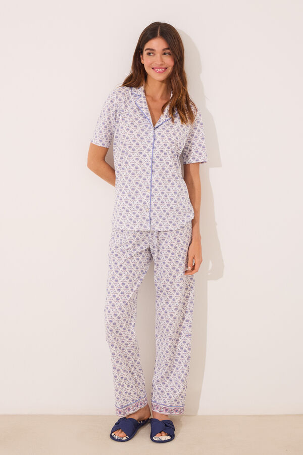 Womensecret Pijama camisera 100% algodón color marfil marfil
