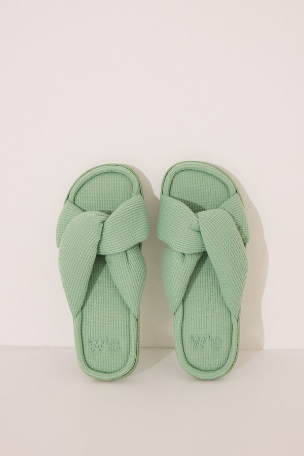 Womensecret Zapatillas abiertas con diseño de gofre verde verde