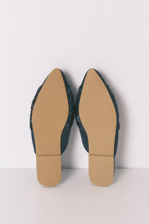 Women'secret Zapatilla de satén azul con pantufla azul