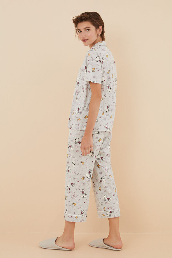 Womensecret Pijama camisera 100% algodón Snoopy gris