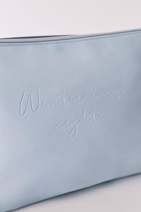 Women'secret Neceser doble mediano en piel azul gris