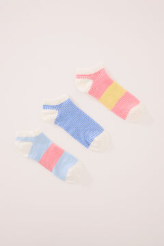 Womensecret Pack de 3 calcetines short con estampado de rayas estampado