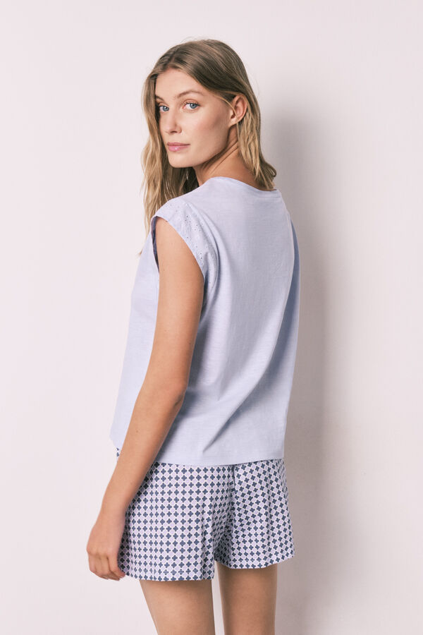 Women'secret Pijama corta de algod&oacute;n estampado lila morado/lila
