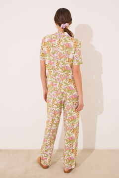 Womensecret Pijama camisera de viscosa con estampado floral blanco