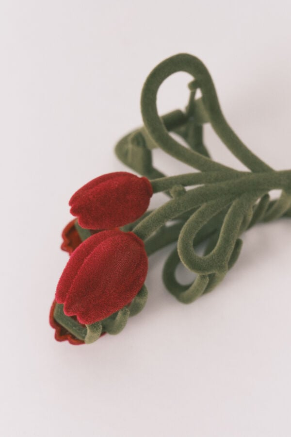 Women'secret Pinza grande de tulip&aacute;n rojo y verde verde