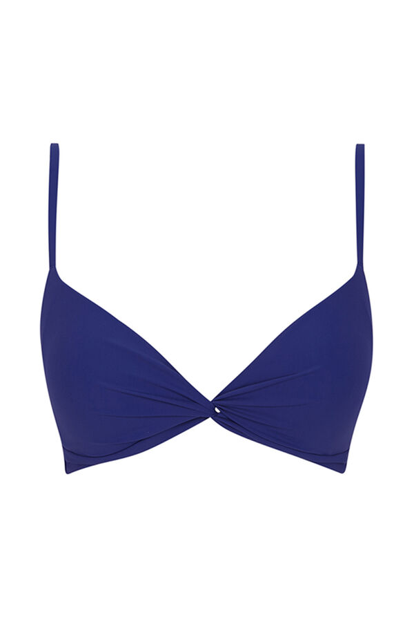 Womensecret Top de bikini triangular push up azul eléctrico 
