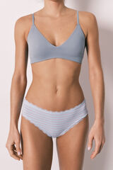 Women'secret Panty cl&aacute;sica ancha de algod&oacute;n azul a rayas azul