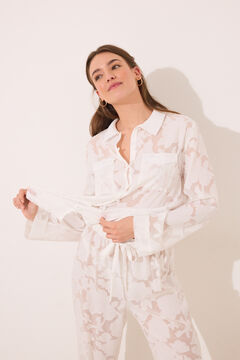 Womensecret Pijama camisera larga satín blanco marfil
