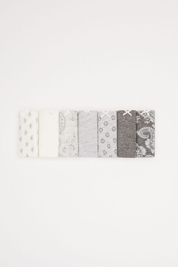 Womensecret Pack 7 panties algodón gris estampado