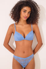Womensecret Tanga de encaje azul azul