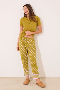 Womensecret Pantalón largo zanahoria 100% algodón estampado estampado