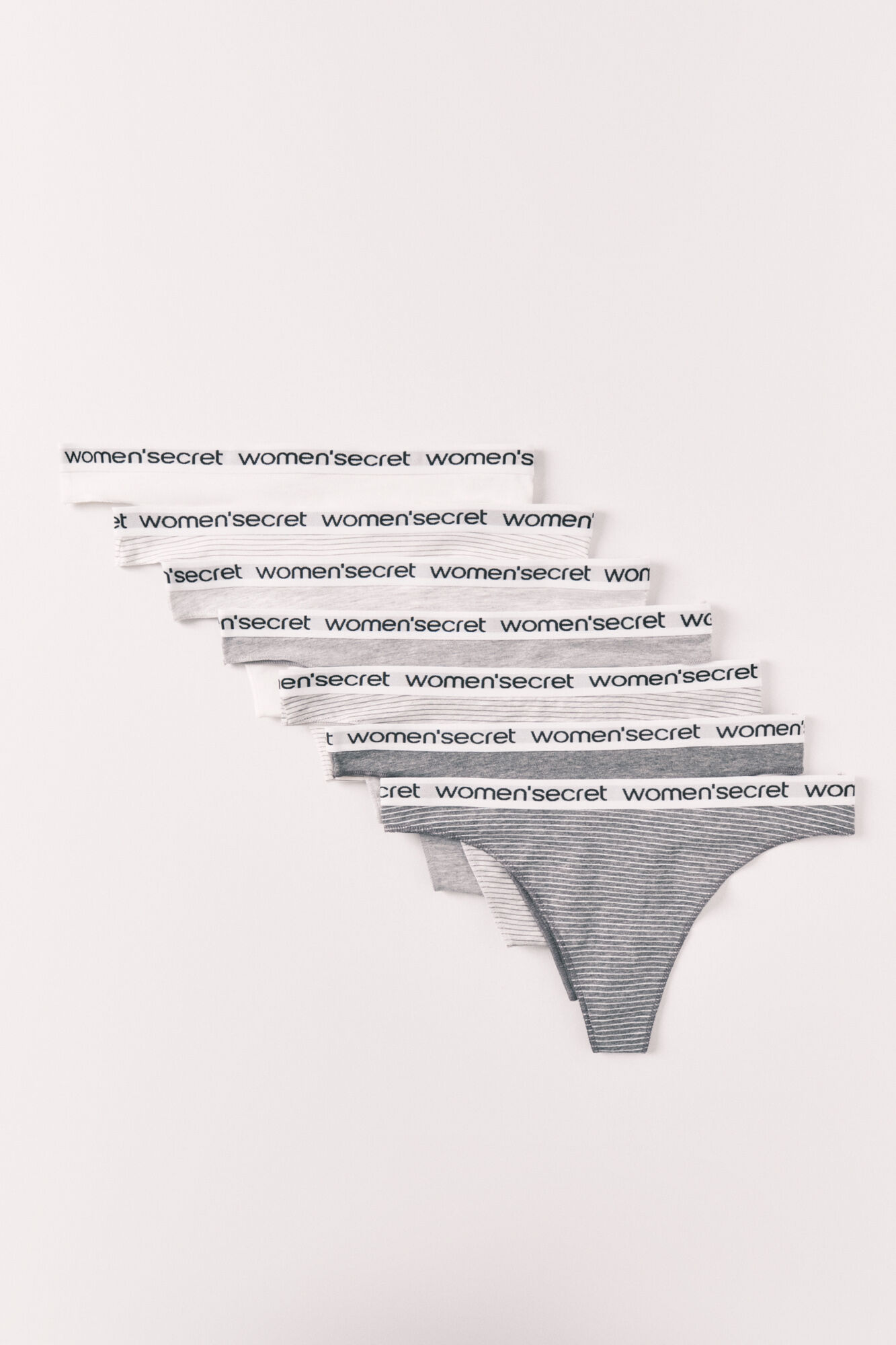 Women'secret Pack 7 tangas de algod&oacute;n con logo a rayas