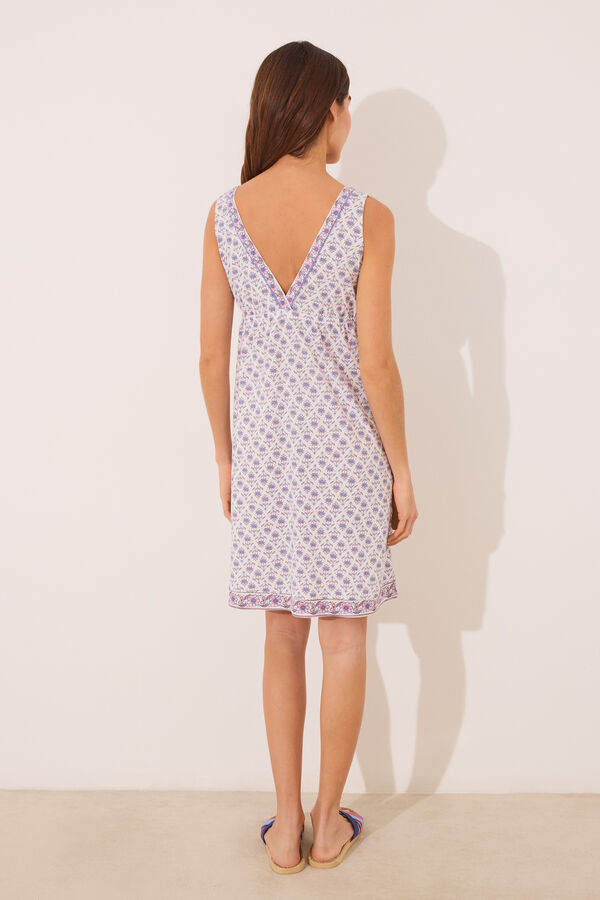 Womensecret Camisón midi azul geométrico 100% algodón azul