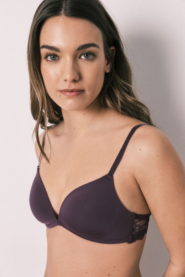 Women'secret Brasier triangular relleno de encaje morado CHARMING morado/lila