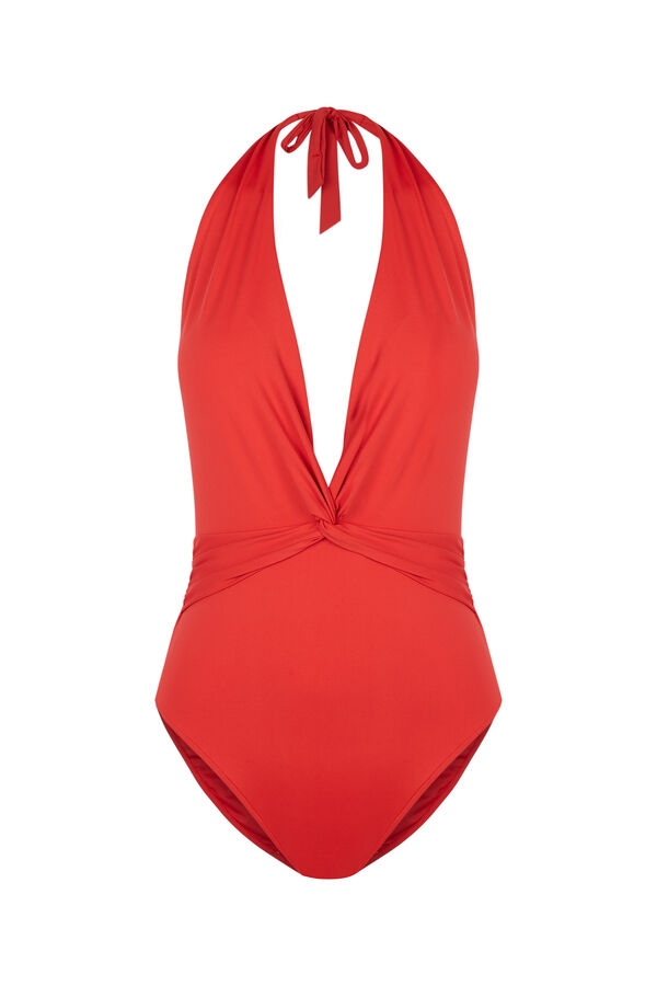 Womensecret Bañador escote pico profundo rojo rojo