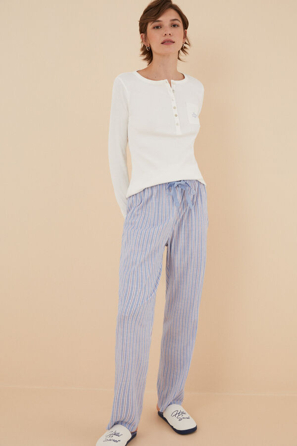 Womensecret Pijama 100% algodón rayas azules azul