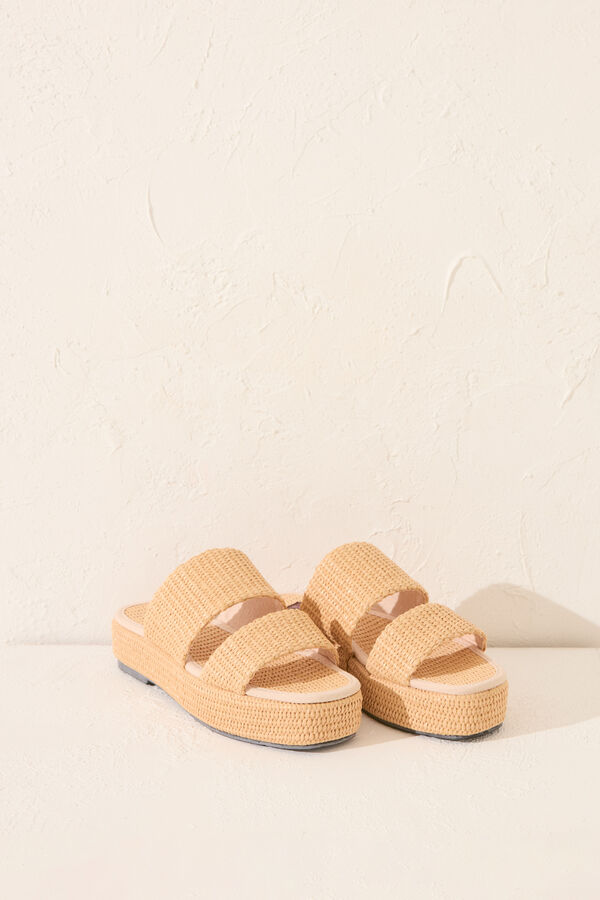 Womensecret Chanclas de plataforma de rafia NATURAL café