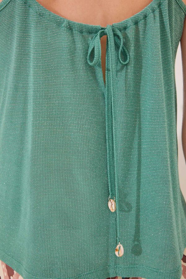 Womensecret Playera de tirantes sin mangas de canalé verde  verde
