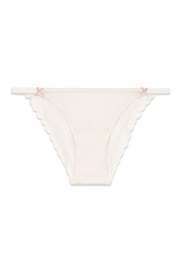 Women'secret Panty clásica de encaje gris con tiras gris